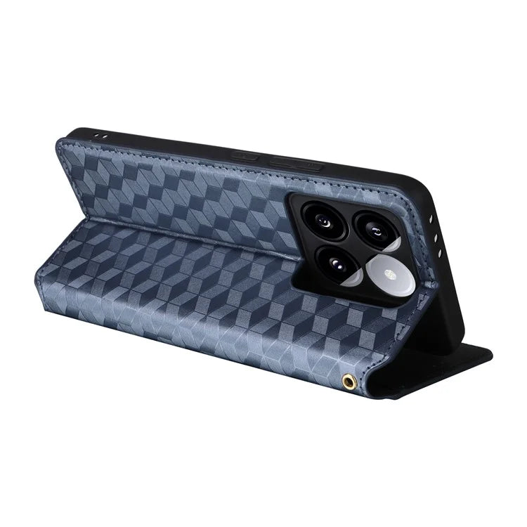 For Xiaomi 14T Wallet Case Rhombus Imprinted Leather Phone Cover