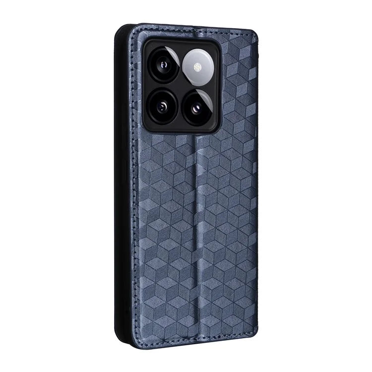 For Xiaomi 14T Wallet Case Rhombus Imprinted Leather Phone Cover