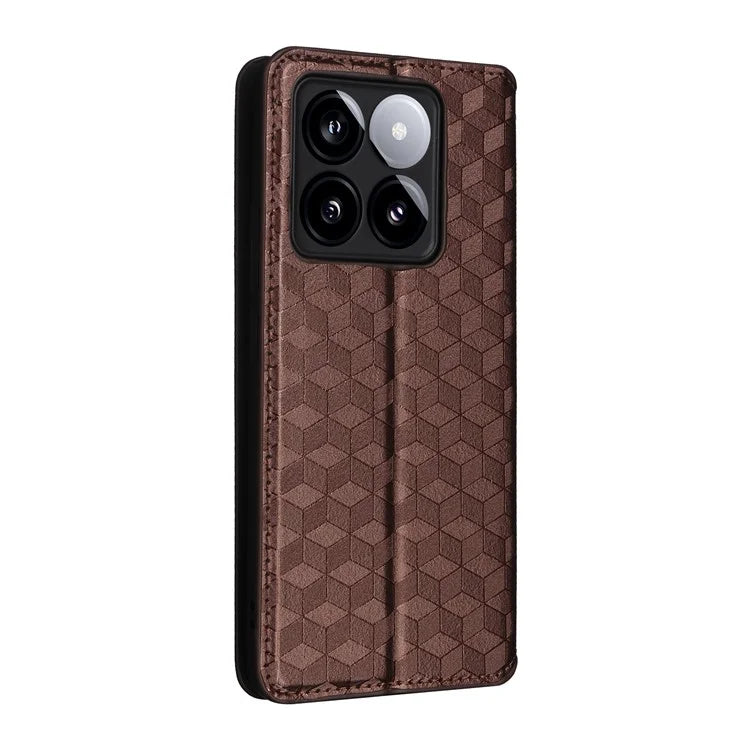 For Xiaomi 14T Wallet Case Rhombus Imprinted Leather Phone Cover