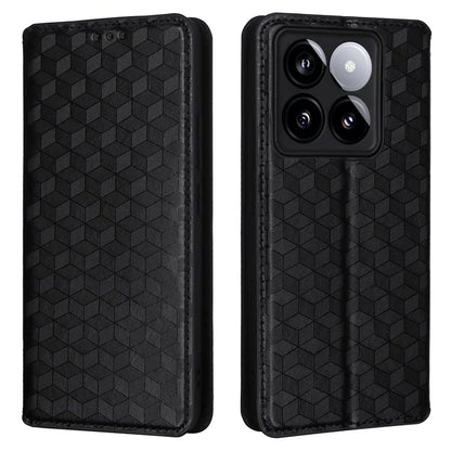 For Xiaomi 14T Pro Wallet Case Rhombus Imprinted Leather Phone Cover