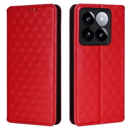 For Xiaomi 14T Pro Wallet Case Rhombus Imprinted Leather Phone Cover