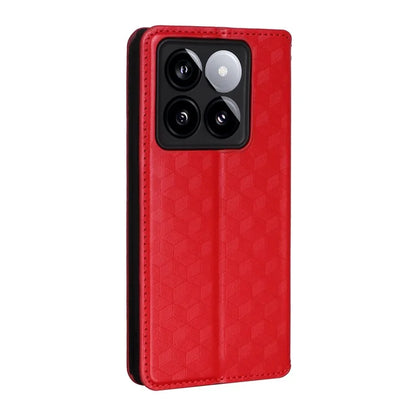 For Xiaomi 14T Pro Wallet Case Rhombus Imprinted Leather Phone Cover