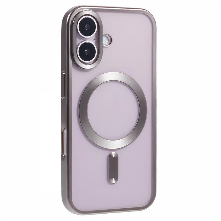 For iPhone 16 Plus Case Matte Electroplating Phone Cover Compatible with MagSafe