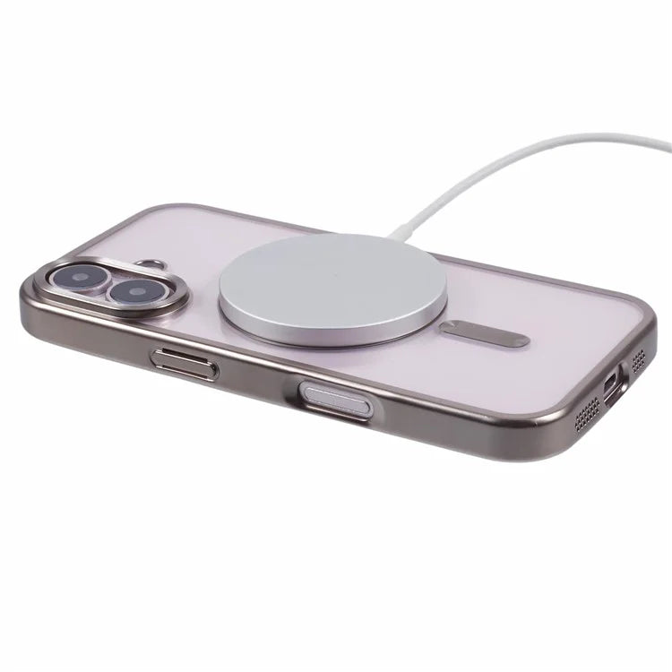 For iPhone 16 Plus Case Matte Electroplating Phone Cover Compatible with MagSafe
