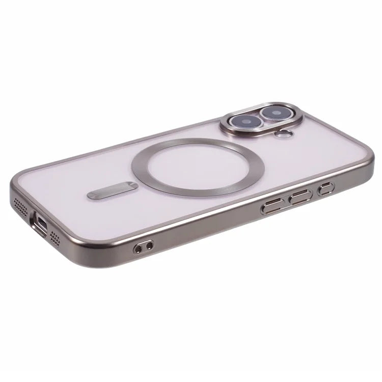 For iPhone 16 Plus Case Matte Electroplating Phone Cover Compatible with MagSafe