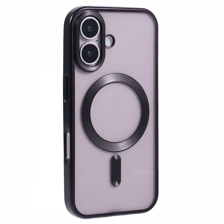 For iPhone 16 Plus Case Matte Electroplating Phone Cover Compatible with MagSafe