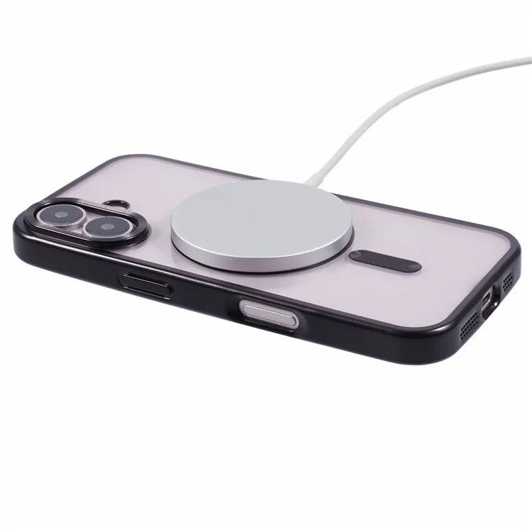 For iPhone 16 Plus Case Matte Electroplating Phone Cover Compatible with MagSafe