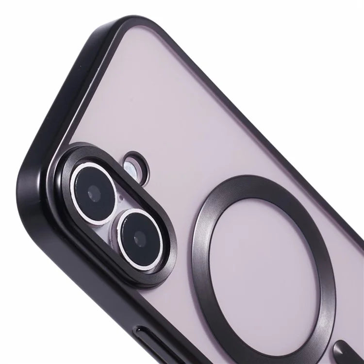 For iPhone 16 Plus Case Matte Electroplating Phone Cover Compatible with MagSafe