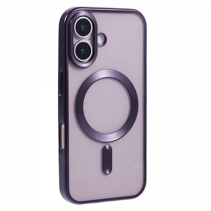 For iPhone 16 Plus Case Matte Electroplating Phone Cover Compatible with MagSafe