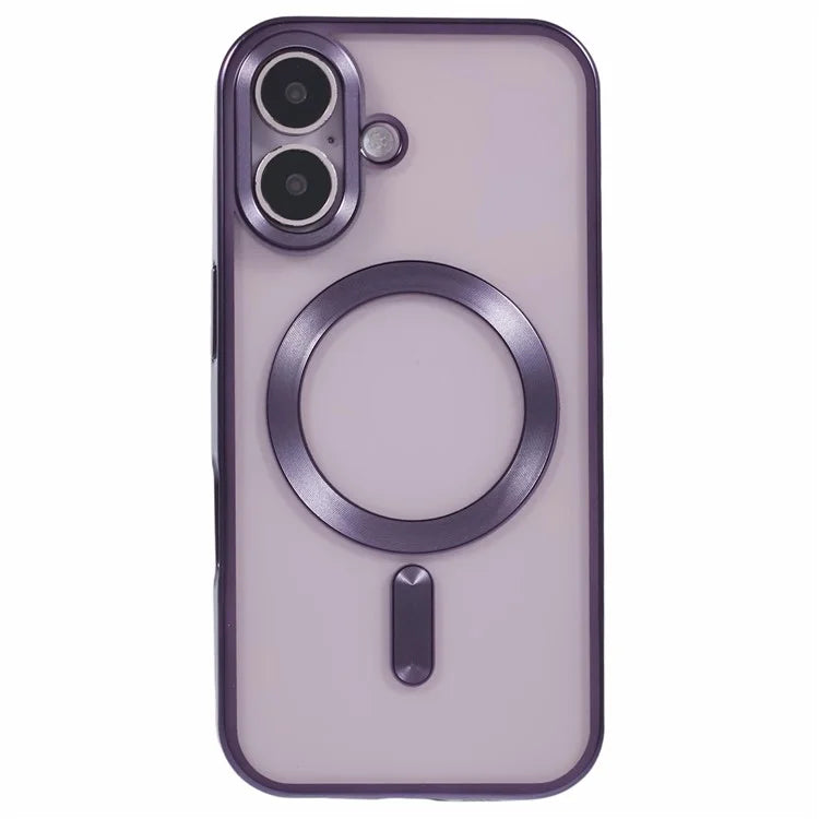 For iPhone 16 Plus Case Matte Electroplating Phone Cover Compatible with MagSafe