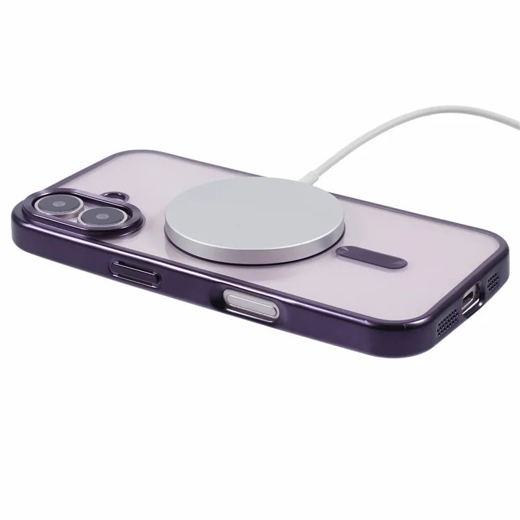 For iPhone 16 Plus Case Matte Electroplating Phone Cover Compatible with MagSafe
