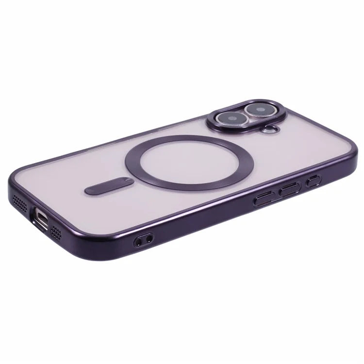 For iPhone 16 Plus Case Matte Electroplating Phone Cover Compatible with MagSafe