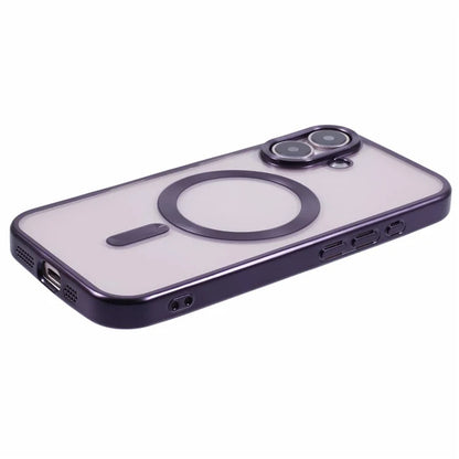 For iPhone 16 Plus Case Matte Electroplating Phone Cover Compatible with MagSafe