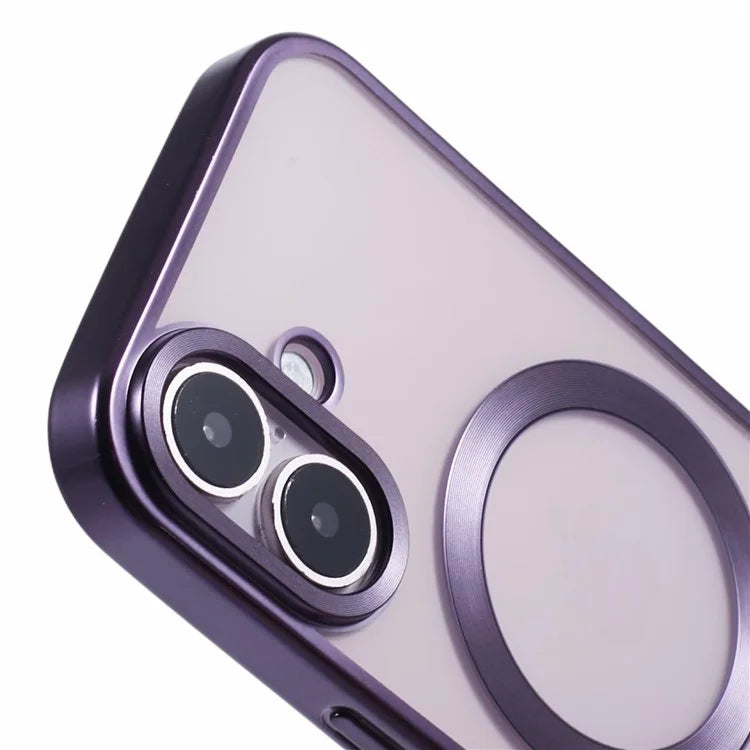 For iPhone 16 Plus Case Matte Electroplating Phone Cover Compatible with MagSafe