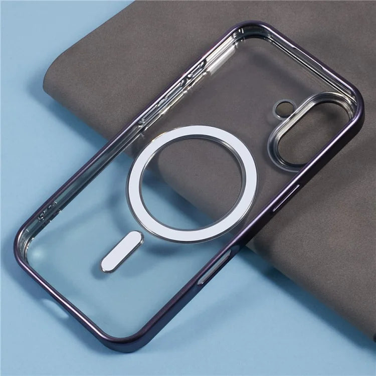 For iPhone 16 Plus Case Matte Electroplating Phone Cover Compatible with MagSafe