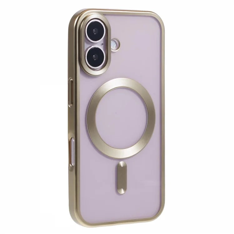 For iPhone 16 Plus Case Matte Electroplating Phone Cover Compatible with MagSafe