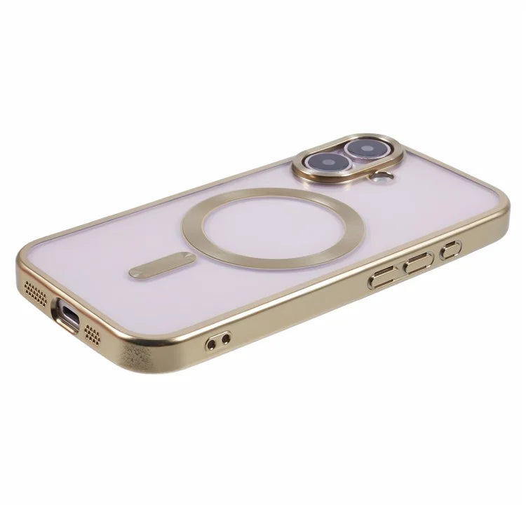 For iPhone 16 Plus Case Matte Electroplating Phone Cover Compatible with MagSafe