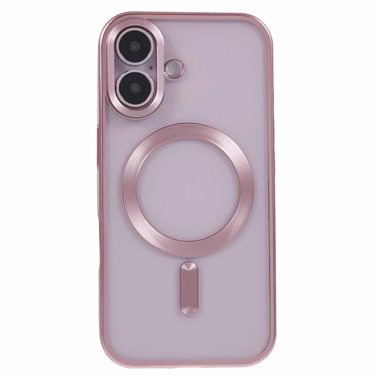 For iPhone 16 Plus Case Matte Electroplating Phone Cover Compatible with MagSafe