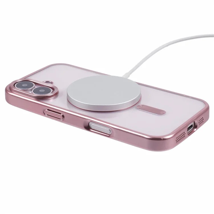 For iPhone 16 Plus Case Matte Electroplating Phone Cover Compatible with MagSafe