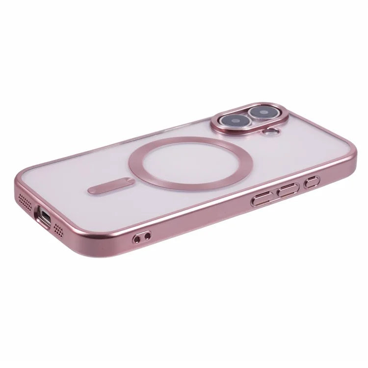 For iPhone 16 Plus Case Matte Electroplating Phone Cover Compatible with MagSafe