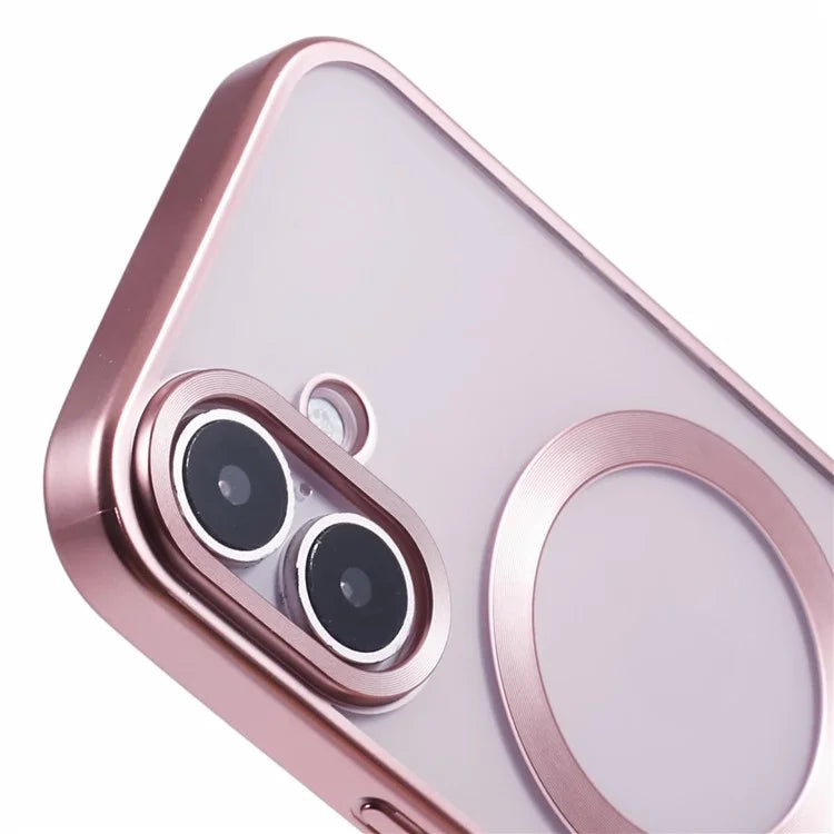 For iPhone 16 Plus Case Matte Electroplating Phone Cover Compatible with MagSafe
