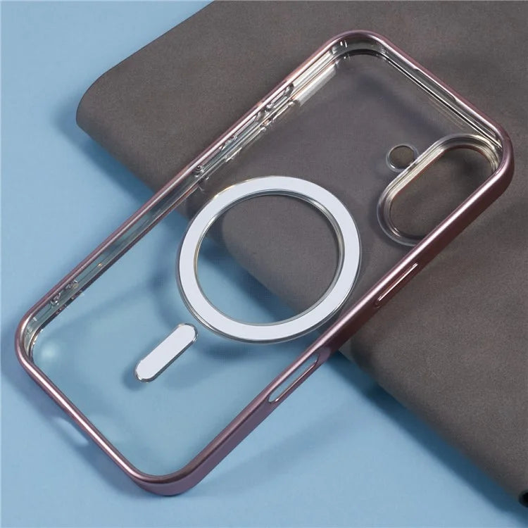 For iPhone 16 Plus Case Matte Electroplating Phone Cover Compatible with MagSafe