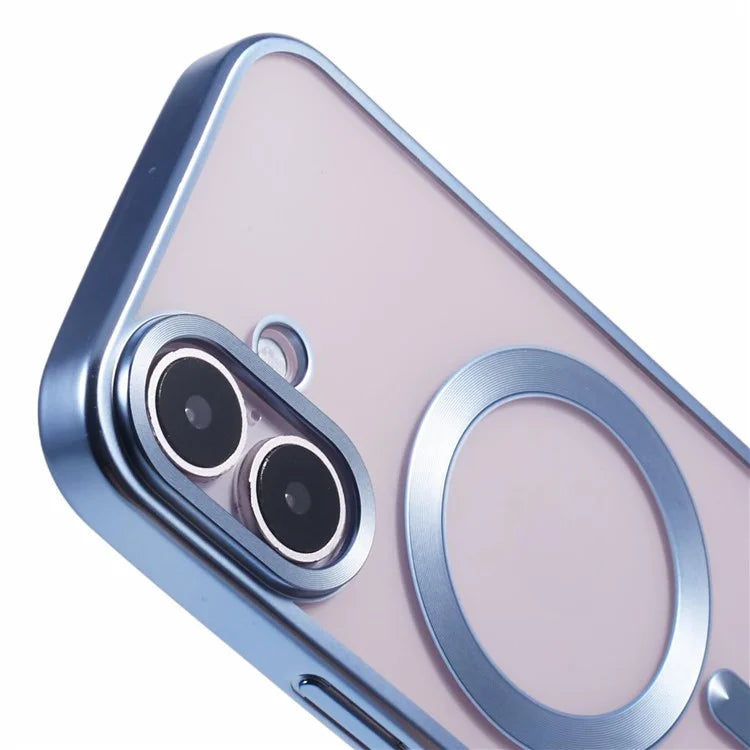 For iPhone 16 Plus Case Matte Electroplating Phone Cover Compatible with MagSafe