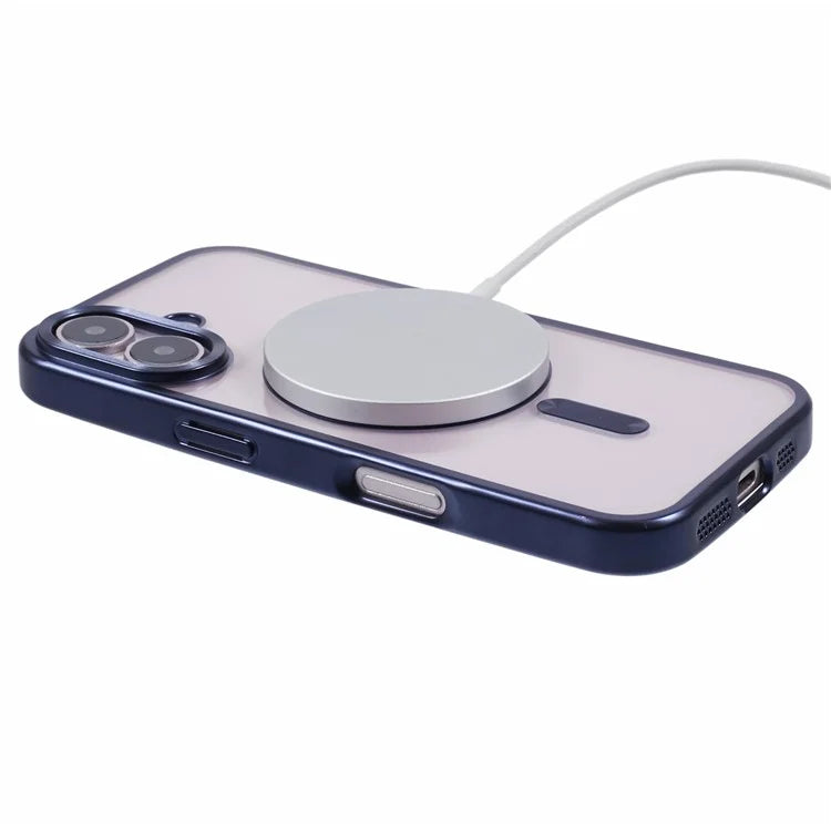 For iPhone 16 Plus Case Matte Electroplating Phone Cover Compatible with MagSafe