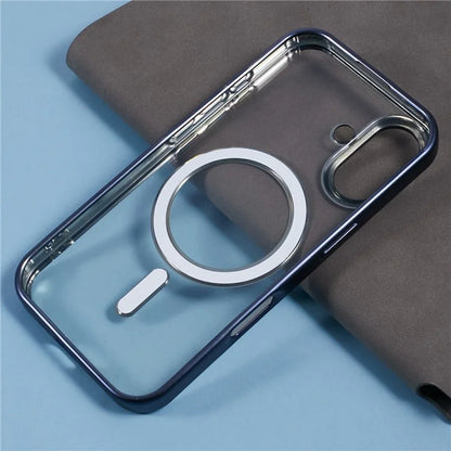 For iPhone 16 Plus Case Matte Electroplating Phone Cover Compatible with MagSafe