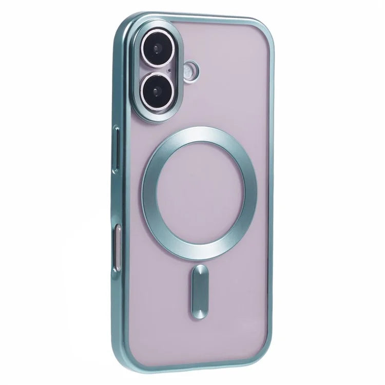 For iPhone 16 Plus Case Matte Electroplating Phone Cover Compatible with MagSafe