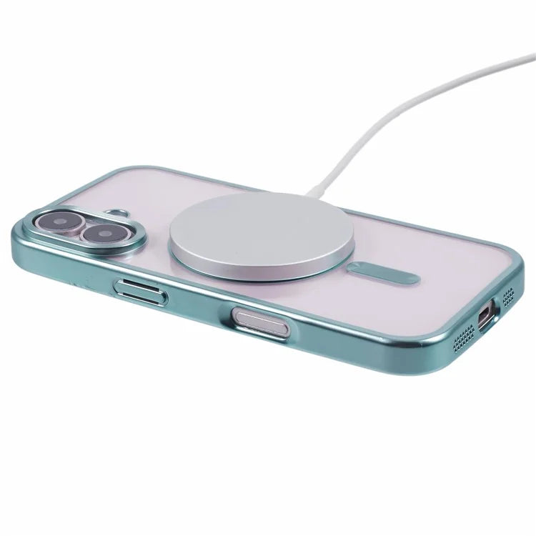For iPhone 16 Plus Case Matte Electroplating Phone Cover Compatible with MagSafe