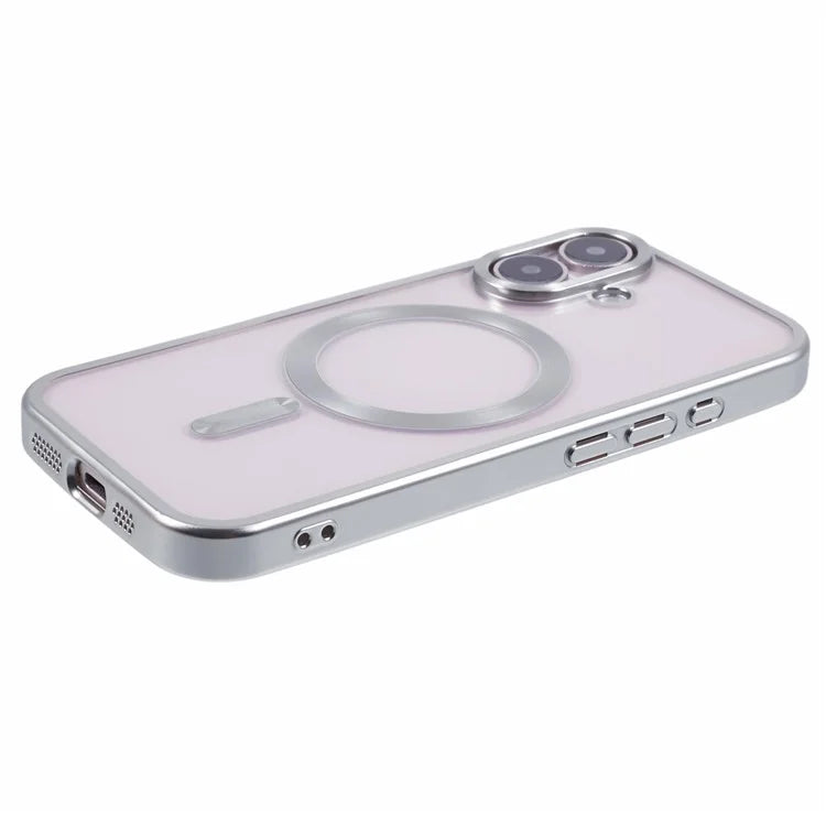 For iPhone 16 Plus Case Matte Electroplating Phone Cover Compatible with MagSafe