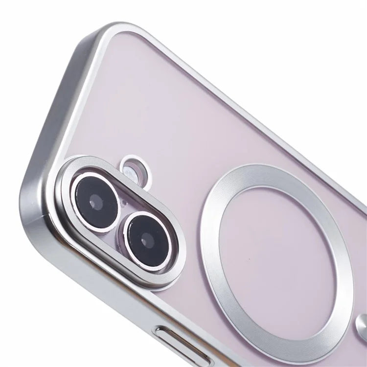 For iPhone 16 Plus Case Matte Electroplating Phone Cover Compatible with MagSafe