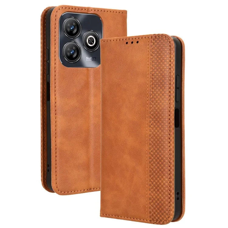 For ZTE Blade A75 4G Leather Case Wallet Stand Retro Texture Phone Cover