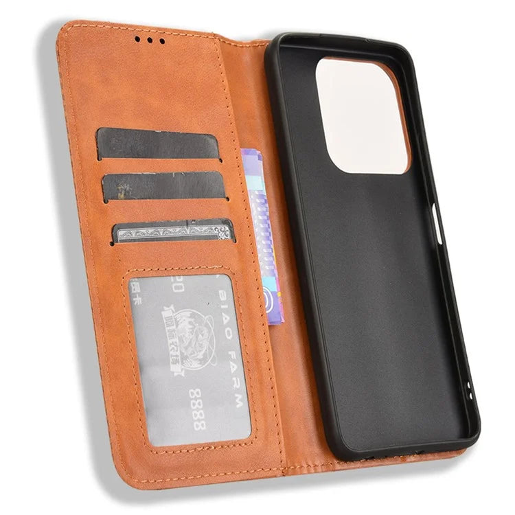 For ZTE Blade A75 4G Leather Case Wallet Stand Retro Texture Phone Cover