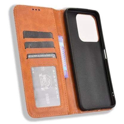 For ZTE Blade A75 4G Leather Case Wallet Stand Retro Texture Phone Cover