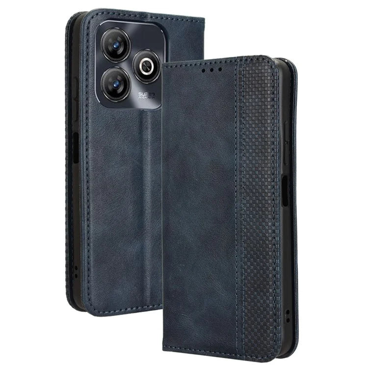For ZTE Blade A75 4G Leather Case Wallet Stand Retro Texture Phone Cover