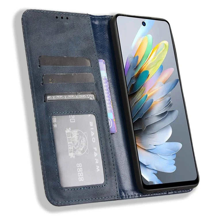 For ZTE Blade A75 4G Leather Case Wallet Stand Retro Texture Phone Cover