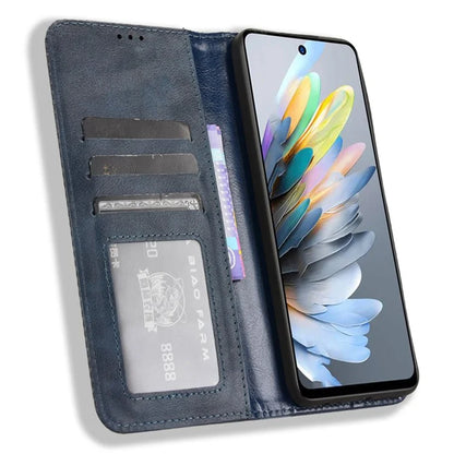 For ZTE Blade A75 4G Leather Case Wallet Stand Retro Texture Phone Cover