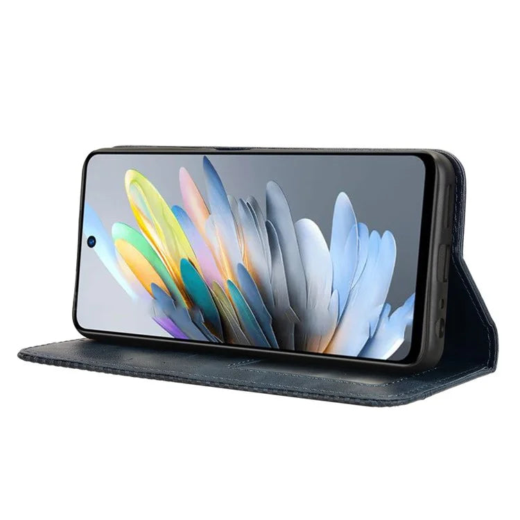 For ZTE Blade A75 4G Leather Case Wallet Stand Retro Texture Phone Cover
