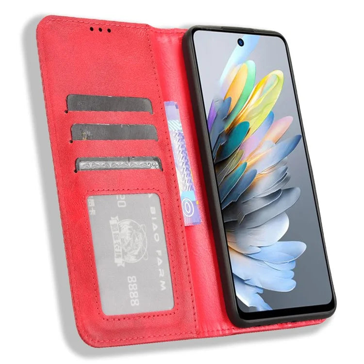 For ZTE Blade A75 4G Leather Case Wallet Stand Retro Texture Phone Cover