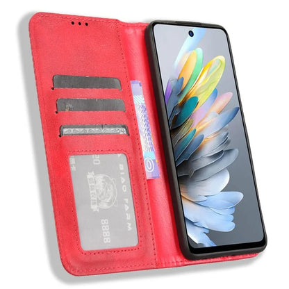 For ZTE Blade A75 4G Leather Case Wallet Stand Retro Texture Phone Cover
