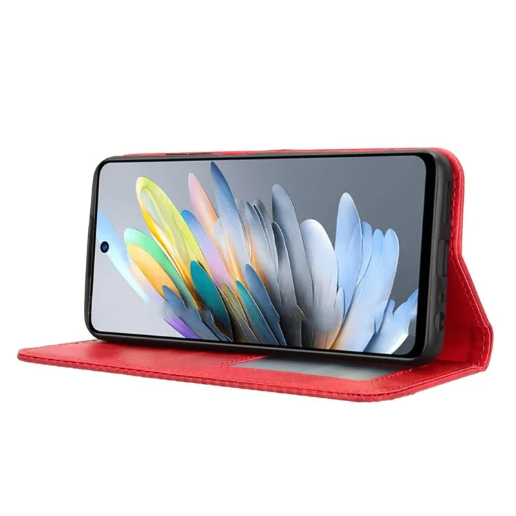 For ZTE Blade A75 4G Leather Case Wallet Stand Retro Texture Phone Cover