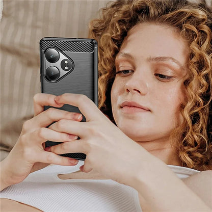 For Realme GT Neo6 5G / GT 6T 5G /  GT 6 5G Case Carbon Fiber Texture TPU Brushed Phone Cover