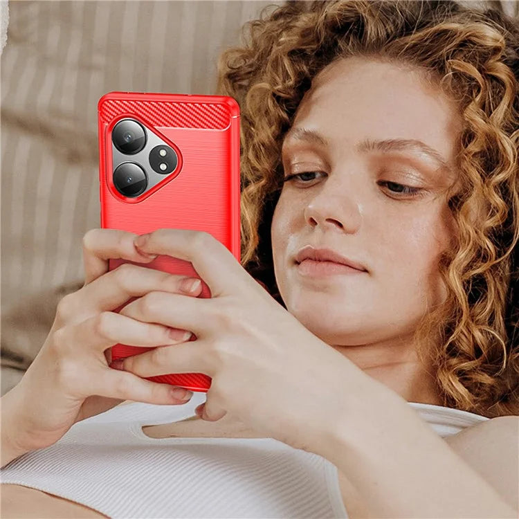 For Realme GT Neo6 5G / GT 6T 5G /  GT 6 5G Case Carbon Fiber Texture TPU Brushed Phone Cover