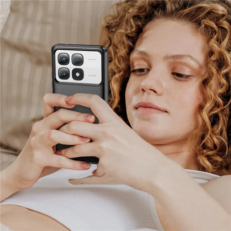 For Xiaomi Redmi K70 Ultra Case Carbon Fiber Texture TPU Brushed Phone Cover