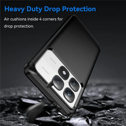 For Xiaomi 14T Pro Case Carbon Fiber Texture TPU Brushed Phone Cover