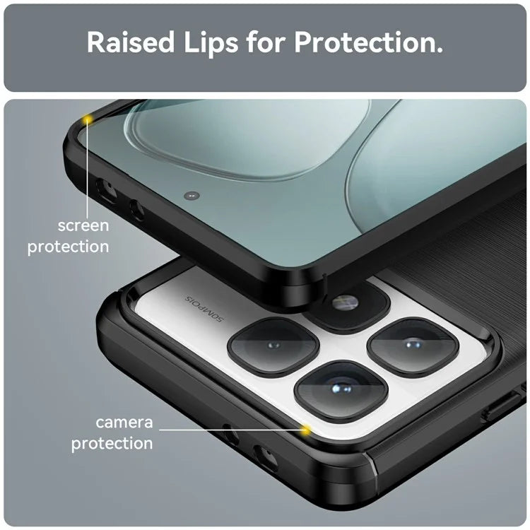 For Xiaomi 14T Pro Case Carbon Fiber Texture TPU Brushed Phone Cover