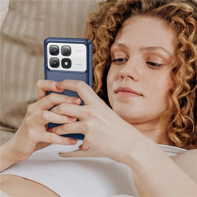 For Xiaomi 14T Pro Case Carbon Fiber Texture TPU Brushed Phone Cover