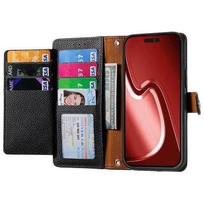 For iPhone 16 Pro Case RFID Blocking Zipper Pocket Leather Wallet Phone Cover